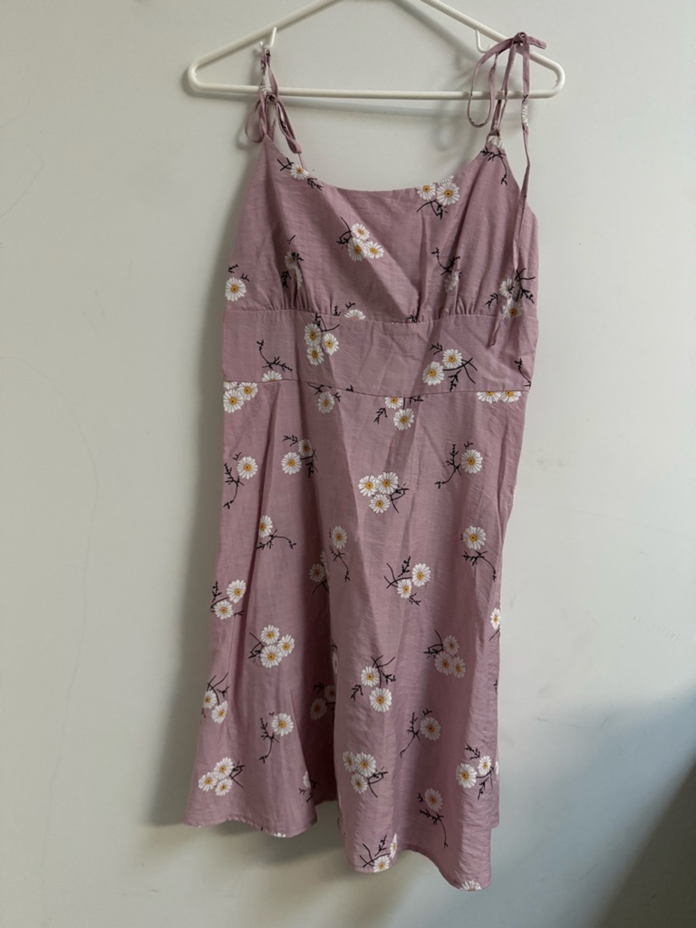 ROMWE Pink Daisy Print Tie-Strap Dress